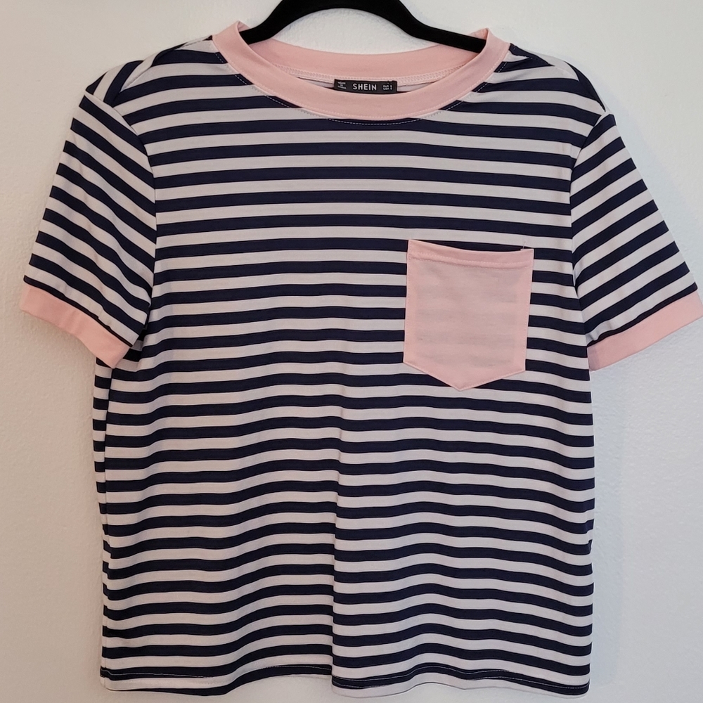 Navy and pink top